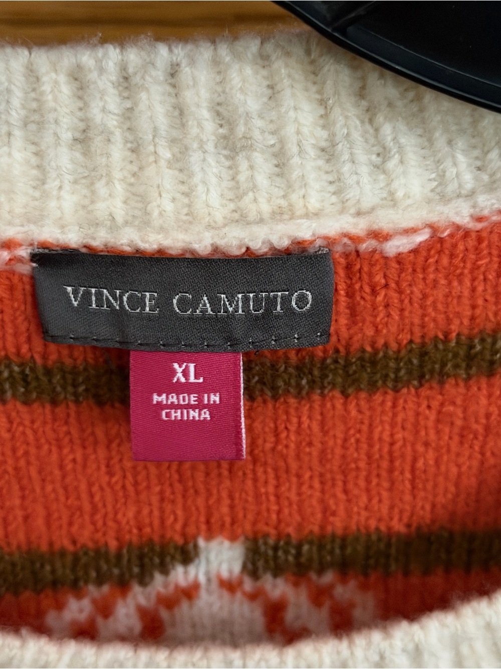 Vince Camuto Cream Crewneck Sweater with Orange Pumpkin Print - Picture 3 of 4